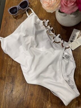 Milly $350 Saks White Gold Swim Ringside One-Piece